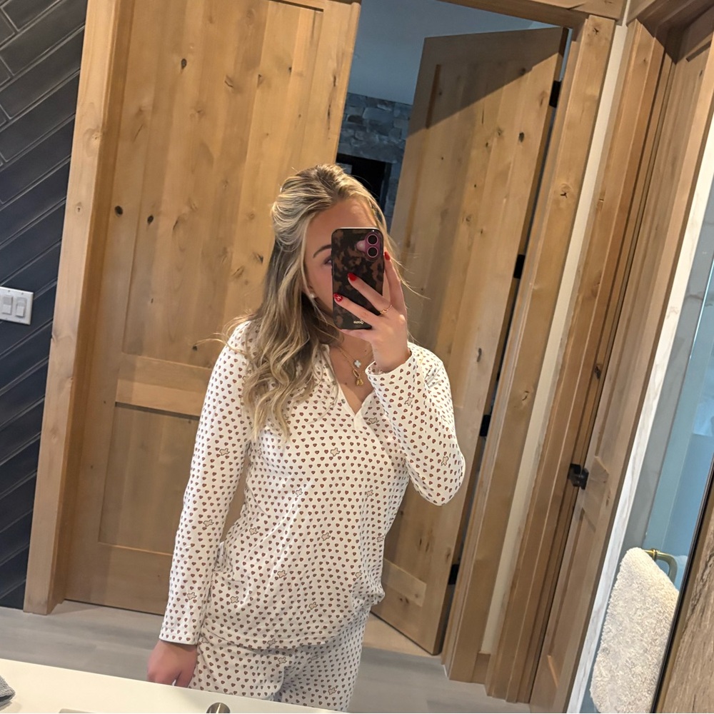 ROLLER RABBIT Burnt Orange UT Austin Heart Long Sleeve Pajamas Women’s Small